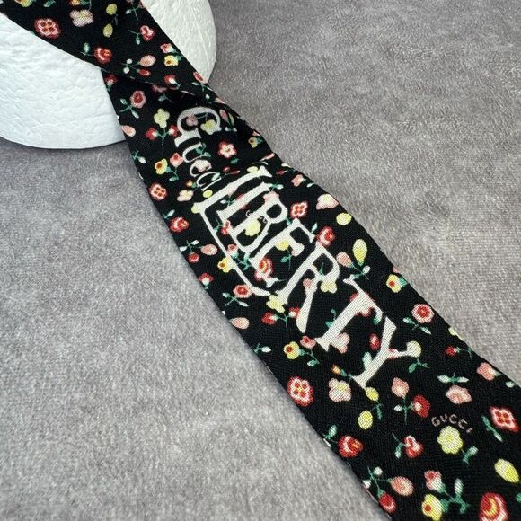 GUCCI X Liberty Black/Multicolor Wool Floral Print Twilly - Picture 4 of 8